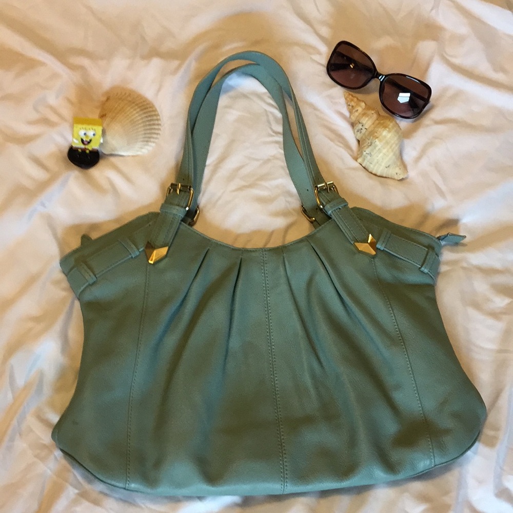 Perlina Bag 👜 Turquoise Leather Handbag